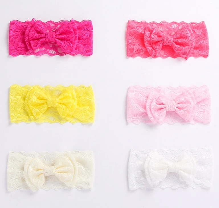 Double Lace Bowknot Baby Hairband Girls Simple Fashion Headscarf Birthday Party Hair Accessories